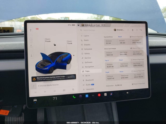 44990871 :رقم المزاد ، 5YJ3E1EAXSF984364 vin ، 2025 Tesla Model 3 Long Range Rear-wheel Drive/standard Rear-wheel Drive مزاد بيع