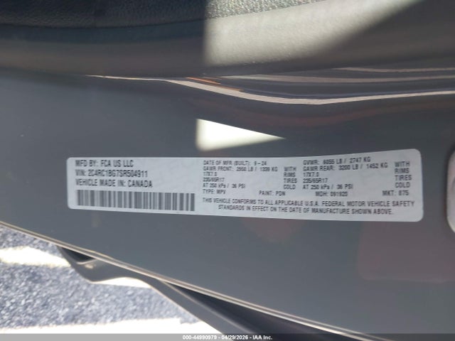 44990979 :رقم المزاد ، 2C4RC1BG7SR504911 vin ، 2025 Chrysler Pacifica Select مزاد بيع