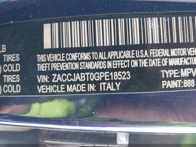 Продажа на аукционе авто 2016 Jeep Renegade Latitude, vin: ZACCJABT0GPE18523, номер лота: 44990989