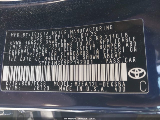 5YFP4MCE9PP142901 Toyota COROLLA SE