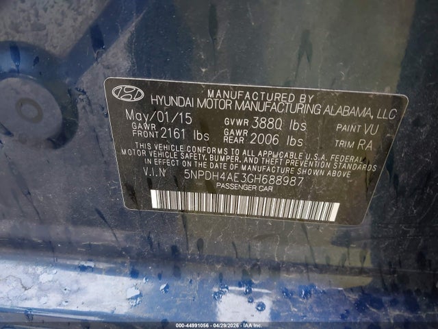 Продажа на аукционе авто 2016 Hyundai Elantra Se, vin: 5NPDH4AE3GH688987, номер лота: 44991056
