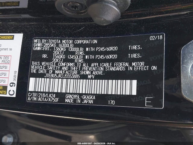 JTEBU5JR2J5553885 Toyota 4runner Limited