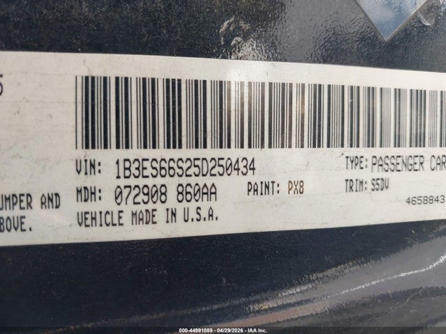 Продажа на аукционе авто 2005 Dodge Srt4, vin: 1B3ES66S25D250434, номер лота: 44991089