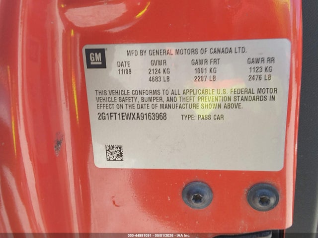 2010 Chevrolet Camaro 2ss მანქანა იყიდება აუქციონზე, vin: 2G1FT1EWXA9163968, აუქციონის ნომერი: 44991091