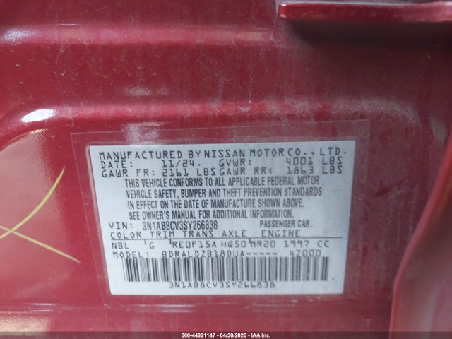 3N1AB8CV3SY266838 Nissan SENTRA SV