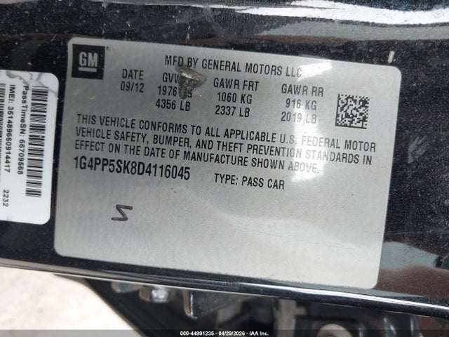 44991235 :رقم المزاد ، 1G4PP5SK8D4116045 vin ، 2013 Buick Verano مزاد بيع