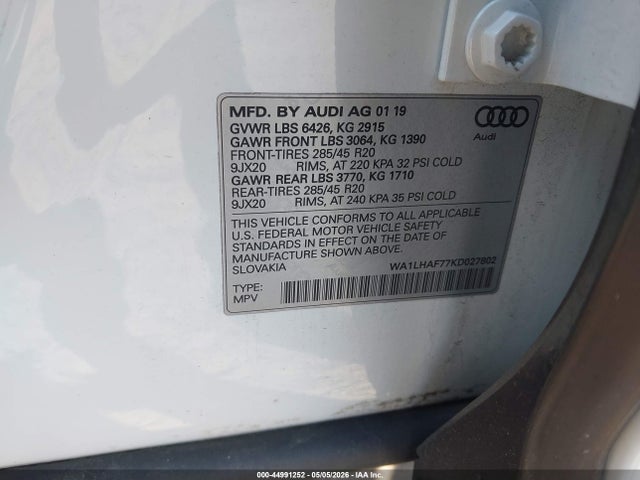 WA1LHAF77KD027802 Audi Q7 45 Premium/45 Se Premium
