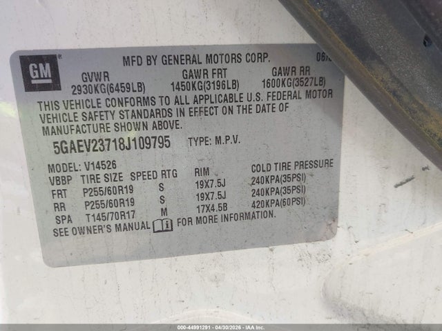 Aukcja sprzedaży 2008 Buick Enclave Cxl, vin: 5GAEV23718J109795, numer aukcji: 44991291
