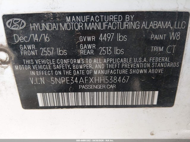 5NPE34AFXHH538467 Hyundai Sonata Sport