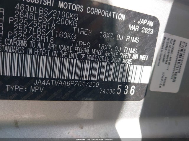 2023 Mitsubishi Eclipse Cross Le S-awc მანქანა იყიდება აუქციონზე, vin: JA4ATVAA6PZ047209, აუქციონის ნომერი: 44991312