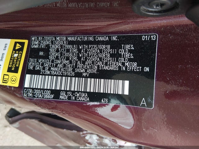 Продажа на аукционе авто 2013 Lexus Rx 350, vin: 2T2BK1BAXDC191626, номер лота: 44991321