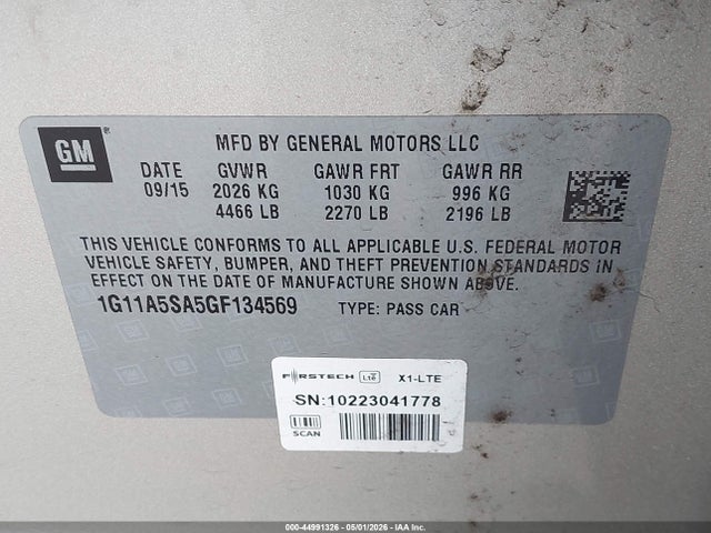 1G11A5SA5GF134569 Chevrolet Malibu Limited 1fl