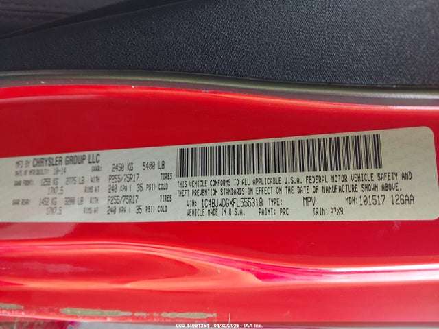 44991354 :رقم المزاد ، 1C4BJWDGXFL555318 vin ، 2015 Jeep Wrangler Unlimited Sport مزاد بيع