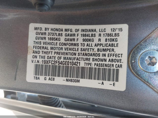19XFC2F54GE010421 Honda Civic Lx