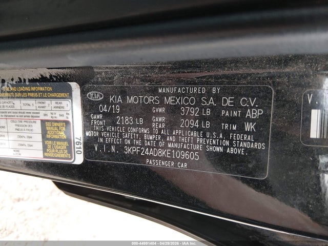 KIA Forte Lxs 2019 3KPF24AD8KE109605 Image 9