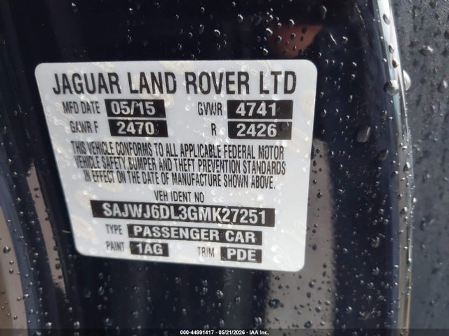 44991417 :رقم المزاد ، SAJWJ6DL3GMK27251 vin ، 2016 Jaguar F-type R مزاد بيع