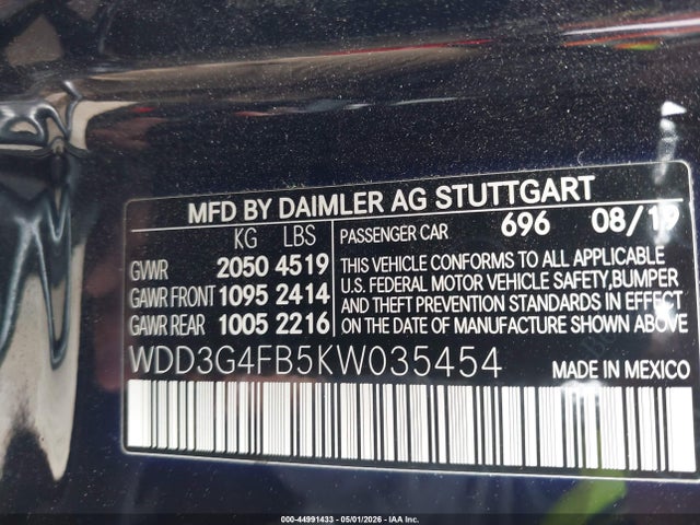 Aukcja sprzedaży 2019 Mercedes-benz A 220 4matic, vin: WDD3G4FB5KW035454, numer aukcji: 44991433