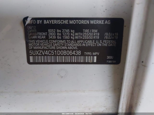 Продажа на аукционе авто 2013 Bmw X5 Xdrive35i/xdrive35i Premium/xdrive35i Sport Activity, vin: 5UXZV4C51D0B06438, номер лота: 44991436