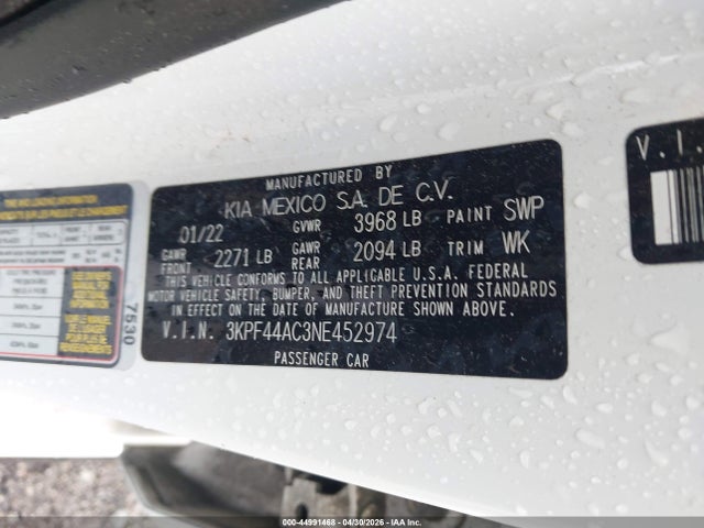 Продаж на аукціоні авто 2022 Kia Forte Gt, vin: 3KPF44AC3NE452974, номер лоту: 44991468