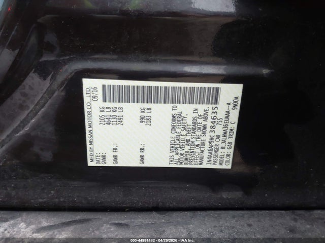 Aukcja sprzedaży 2017 Nissan Maxima 3.5 Platinum, vin: 1N4AA6AP9HC384635, numer aukcji: 44991482