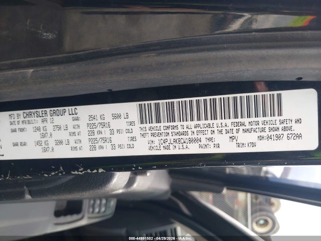 Aukcja sprzedaży 2012 Jeep Liberty Sport, vin: 1C4PJLAK8CW180004, numer aukcji: 44991502
