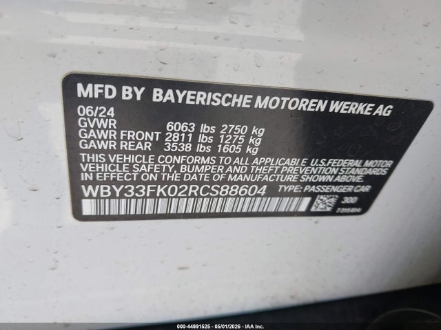 Продаж на аукціоні авто 2024 Bmw I5 Edrive40, vin: WBY33FK02RCS88604, номер лоту: 44991525