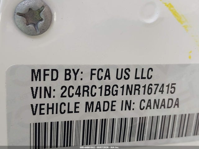 44991552 :رقم المزاد ، 2C4RC1BG1NR167415 vin ، 2022 Chrysler Pacifica Touring L مزاد بيع