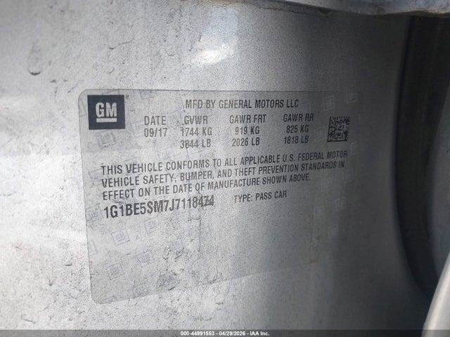 1G1BE5SM7J7118474 Chevrolet Cruze Lt Auto