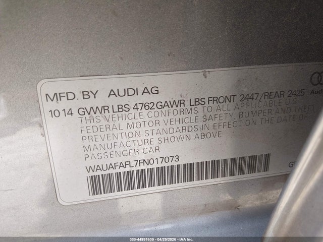Aukcja sprzedaży 2015 Audi A4 2.0t Premium, vin: WAUAFAFL7FN017073, numer aukcji: 44991609