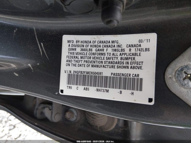 Aukcja sprzedaży 2012 Honda Civic Lx, vin: 2HGFB2F58CH504591, numer aukcji: 44991648