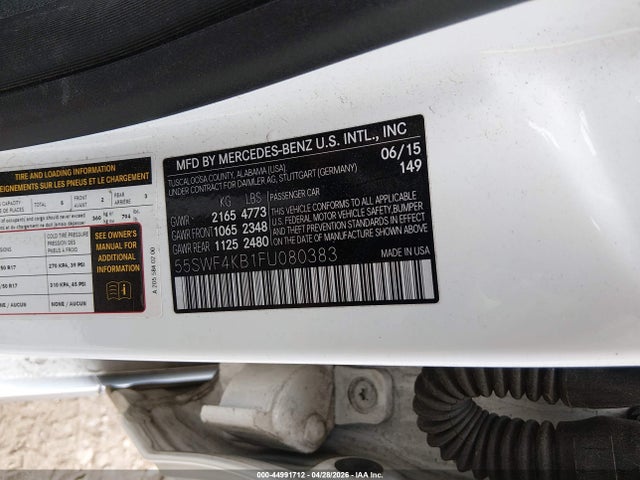 Продаж на аукціоні авто 2015 Mercedes-benz C 300 4matic, vin: 55SWF4KB1FU080383, номер лоту: 44991712
