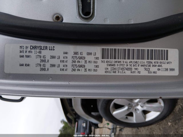 Aukcja sprzedaży 2009 Dodge Ram 1500 Slt/sport/trx, vin: 1D3HV13T49S748999, numer aukcji: 44991718