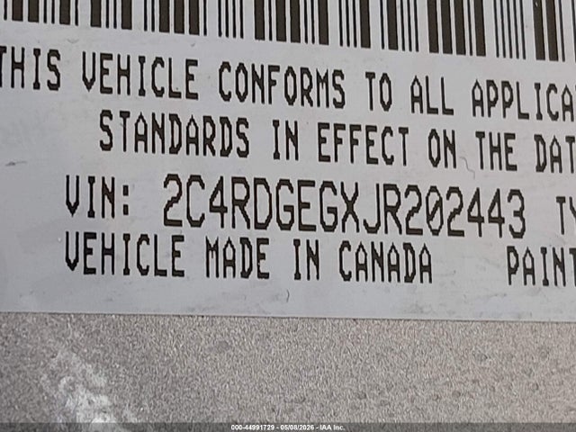 Продажа на аукционе авто 2018 Dodge Grand Caravan Gt, vin: 2C4RDGEGXJR202443, номер лота: 44991729