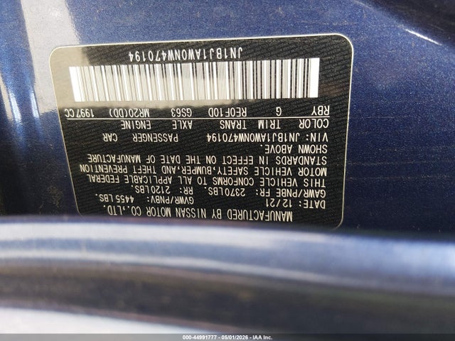 JN1BJ1AW0NW470194 Nissan Rogue Sport S Awd Xtronic Cvt