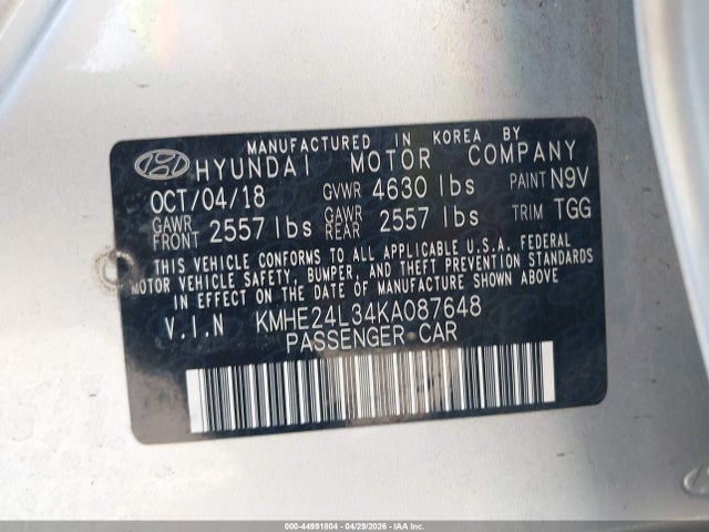 KMHE24L34KA087648 Hyundai Sonata Hybrid Se