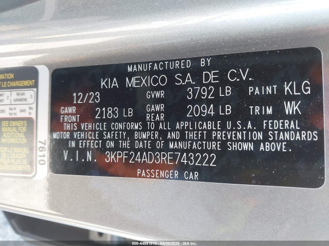 KIA Forte Lxs 2024 3KPF24AD3RE743222 Image 9