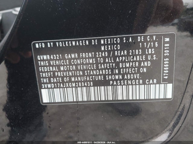 Auction sale of the 2016 Volkswagen Jetta 1.8t Sport, vin: 3VWD17AJXGM289438, lot number: 44991811