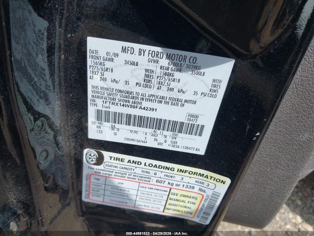 Продаж на аукціоні авто 2009 Ford F-150 Stx/xl, vin: 1FTRX14W59FA42391, номер лоту: 44991833