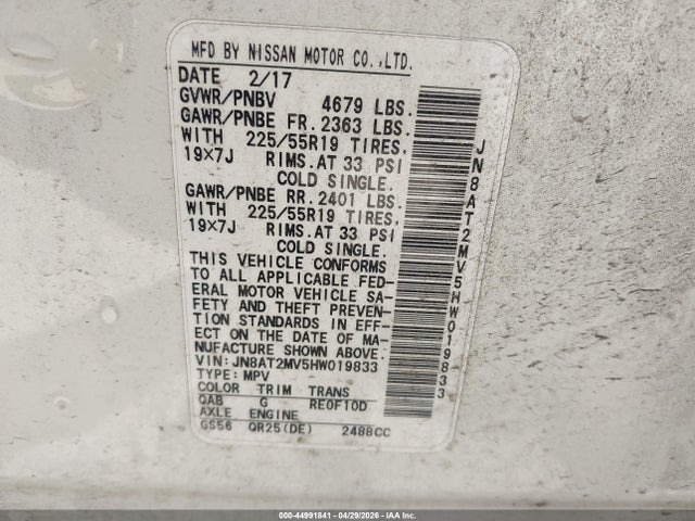 Nissan Rogue Sl 2017 JN8AT2MV5HW019833 Image 9