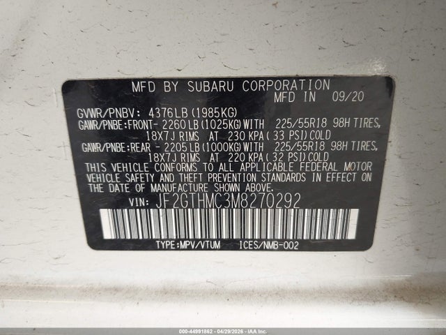 Продажа на аукционе авто 2021 Subaru Crosstrek Limited, vin: JF2GTHMC3M8270292, номер лота: 44991862