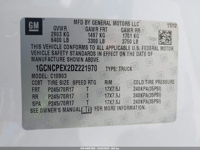 Продажа на аукционе авто 2013 Chevrolet Silverado 1500 Work Truck, vin: 1GCNCPEX2DZ221970, номер лота: 44991908