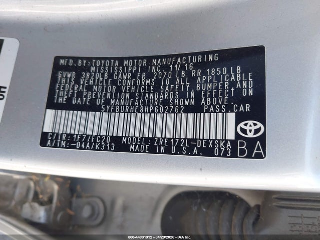 Toyota Corolla Se Special Edition 2017 5YFBURHE8HP602762 Image 9