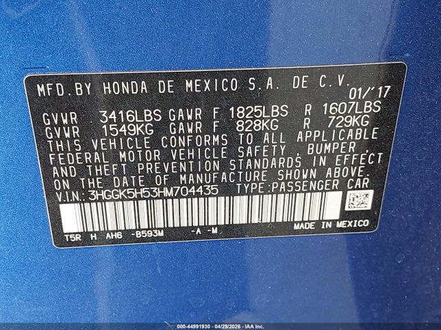 Honda FIT LX 2017 3HGGK5H53HM704435 Image 9