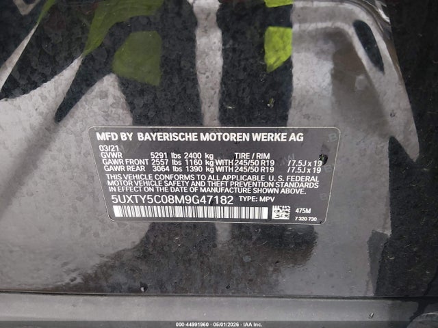 2021 Bmw X3 Xdrive30i მანქანა იყიდება აუქციონზე, vin: 5UXTY5C08M9G47182, აუქციონის ნომერი: 44991960