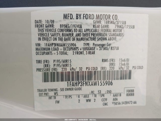 Продаж на аукціоні авто 2010 Ford Focus Se, vin: 1FAHP3FNXAW155906, номер лоту: 44991973