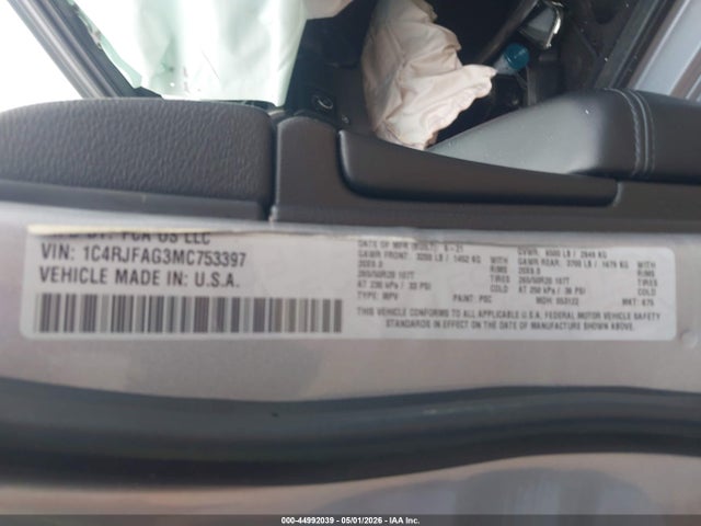 Aukcja sprzedaży 2021 Jeep Grand Cherokee Laredo X 4x4, vin: 1C4RJFAG3MC753397, numer aukcji: 44992039
