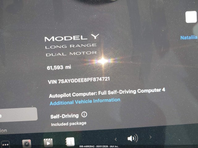 Продаж на аукціоні авто 2023 Tesla Model Y Awd/long Range Dual Motor All-wheel Drive, vin: 7SAYGDEE8PF874721, номер лоту: 44992042