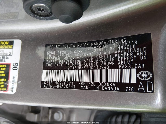 Продажа на аукционе авто 2018 Toyota Corolla Le, vin: 2T1BURHE7JC113243, номер лота: 44992051