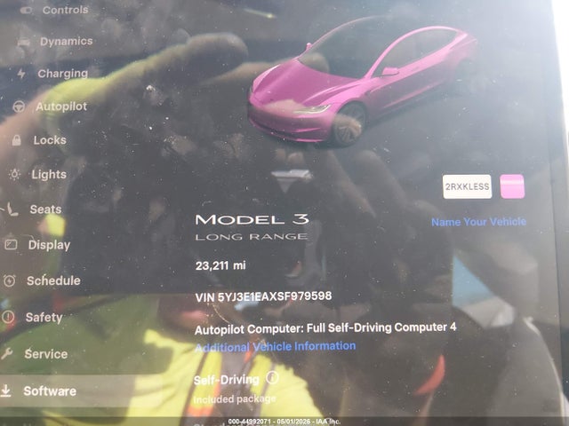 44992071 :رقم المزاد ، 5YJ3E1EAXSF979598 vin ، 2025 Tesla Model 3 Long Range Rear-wheel Drive/standard Rear-wheel Drive مزاد بيع