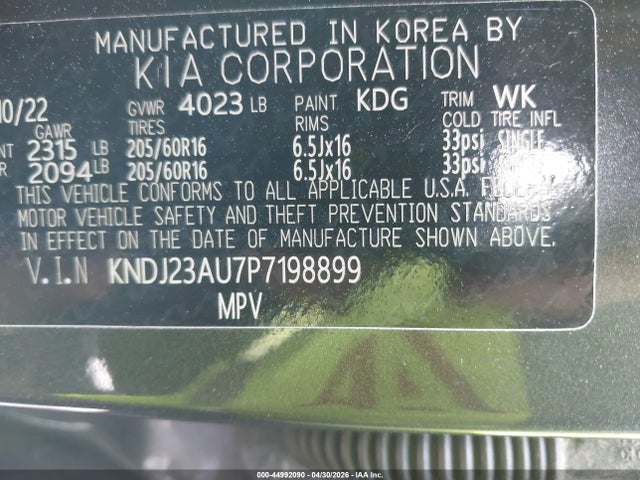 Aukcja sprzedaży 2023 Kia Soul Lx, vin: KNDJ23AU7P7198899, numer aukcji: 44992090